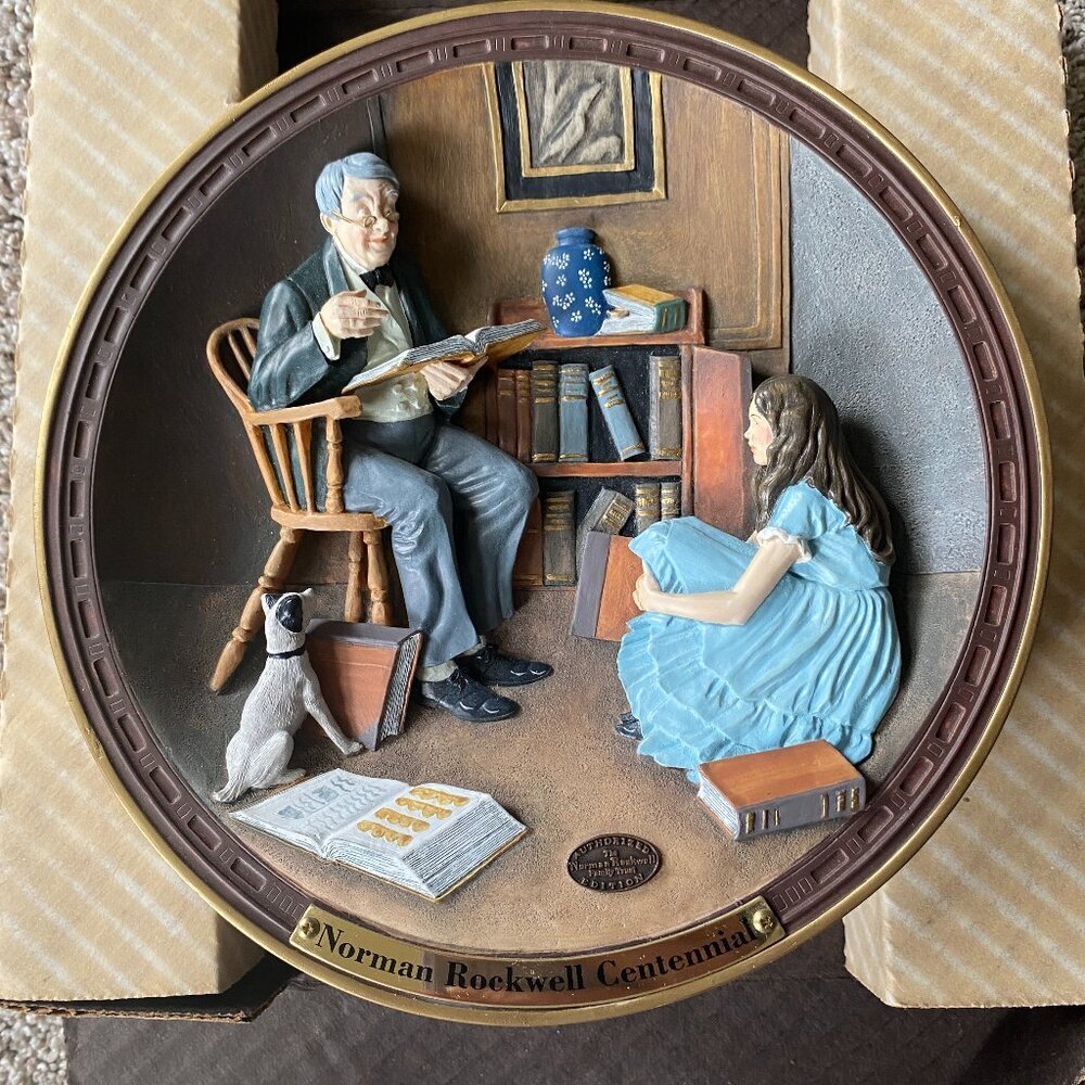 Norman Rockwell Centennial "The Storyteller" 3-D eighth issue collectors plate